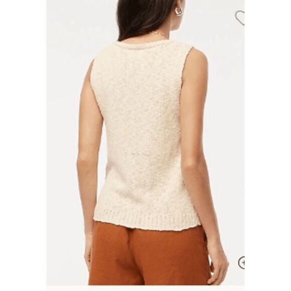 NWT J Crew Beach sweater/tank/top/shirt Sz S knit V neck current style tan/ivory - Picture 2 of 8